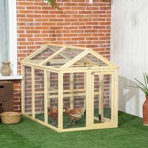 English Elm Pawhut Fir Wood Outdoor Chicken Run Modular Weatherproof Backyard Enclosure for Small Flocks W2225P200518