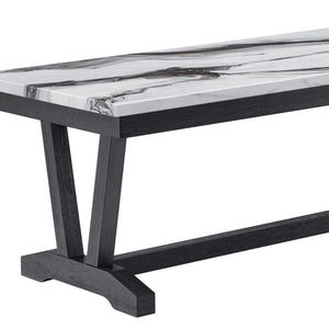 English Elm Paula Faux Marble Top Coffee Table with Sculptural Double Pedestal Base for Living Rooms B201P411479