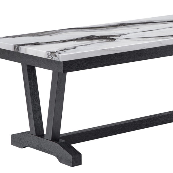 English Elm Paula Faux Marble Top Coffee Table with Sculptural Double Pedestal Base for Living Rooms B201P411479