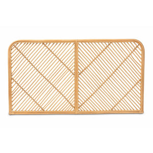 Baxton Studio bali Sakina Bohemian Natural Rattan Queen Wall-Mount Headboard - Artisan Crafted Elegance for Your Bedroom 0679B-Rattan-HB-Queen