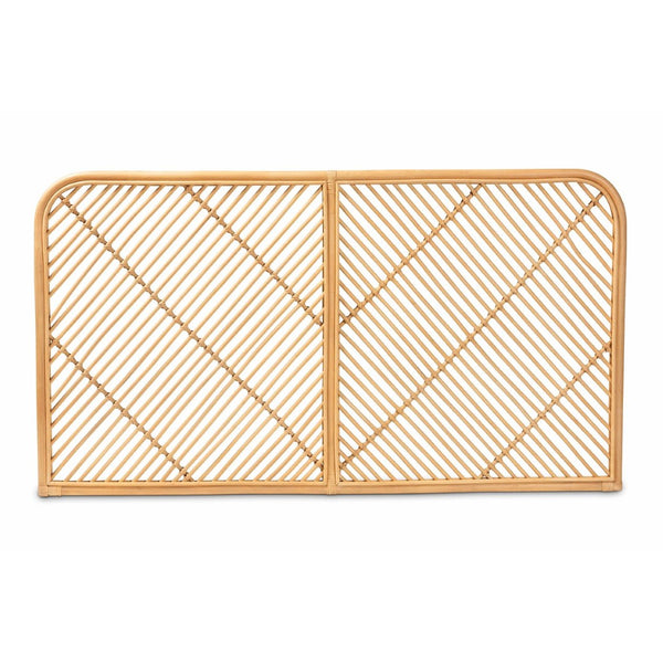 Baxton Studio bali Sakina Bohemian Natural Rattan Queen Wall-Mount Headboard - Artisan Crafted Elegance for Your Bedroom 0679B-Rattan-HB-Queen