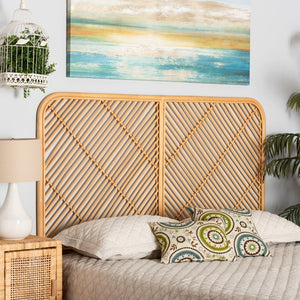 Baxton Studio bali Sakina Bohemian Natural Rattan Queen Wall-Mount Headboard - Artisan Crafted Elegance for Your Bedroom 0679B-Rattan-HB-Queen
