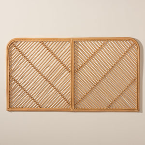 Baxton Studio bali Sakina Bohemian Natural Rattan Queen Wall-Mount Headboard - Artisan Crafted Elegance for Your Bedroom 0679B-Rattan-HB-Queen