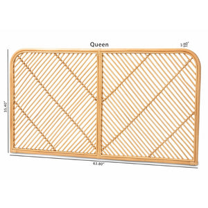 Baxton Studio bali Sakina Bohemian Natural Rattan Queen Wall-Mount Headboard - Artisan Crafted Elegance for Your Bedroom 0679B-Rattan-HB-Queen