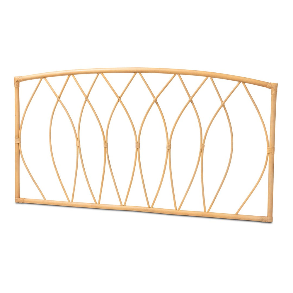 Baxton Studio bali Halia Handcrafted Modern Bohemian Rattan Queen Headboard - Wall-Mount, Natural Elegance & Style 0681B-Rattan-HB-Queen