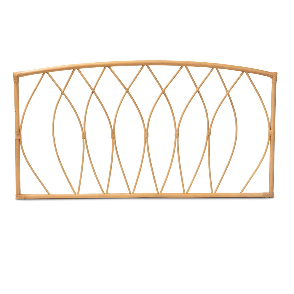 Baxton Studio bali Halia Handcrafted Modern Bohemian Rattan Queen Headboard - Wall-Mount, Natural Elegance & Style 0681B-Rattan-HB-Queen