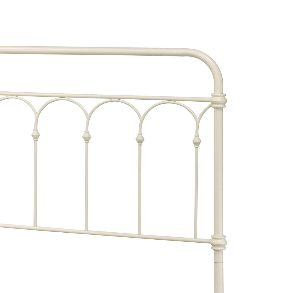 English Elm Citron White Metal Full Bed with Spindle Headboard, 330lb Capacity, 4 Slats & 6 Legs Support B2726P265250