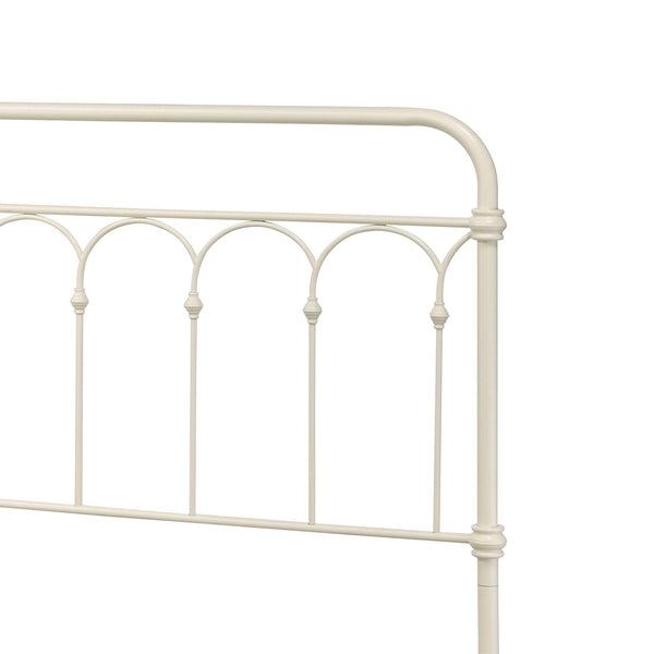 English Elm Citron White Metal Full Bed with Spindle Headboard, 330lb Capacity, 4 Slats & 6 Legs Support B2726P265250