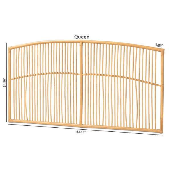 Baxton Studio bali Bali Malvina Modern Bohemian Rattan Queen Size Wall-Mount Headboard - Handcrafted Tropical Elegance 0682B-Rattan-HB-Queen