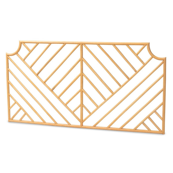 Baxton Studio bali Giza Modern Bohemian Rattan Wall-Mount Headboard - Handmade Queen Size with Chevron Design Giza-Rattan-HB-Queen