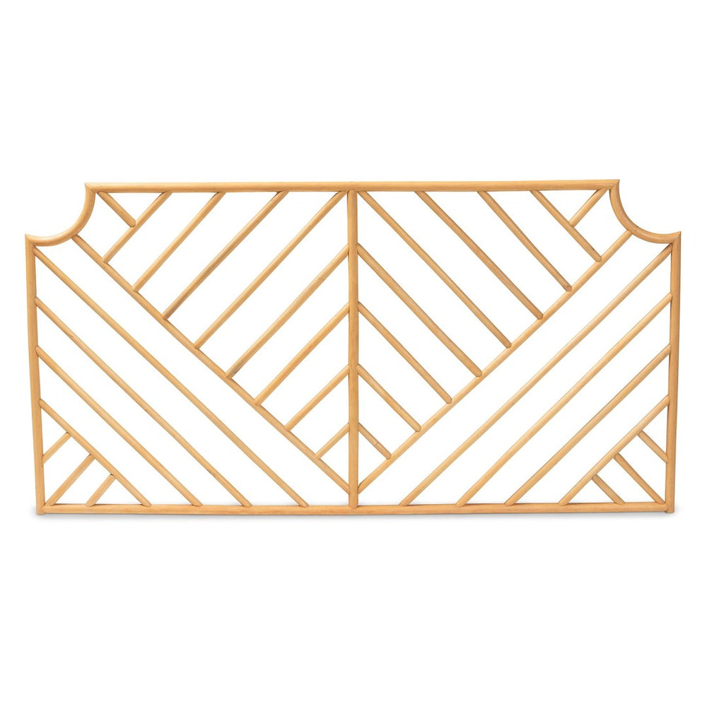 Baxton Studio bali Giza Modern Bohemian Rattan Wall-Mount Headboard - Handmade Queen Size with Chevron Design Giza-Rattan-HB-Queen