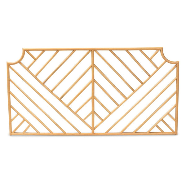 Baxton Studio bali Giza Modern Bohemian Rattan Wall-Mount Headboard - Handmade Queen Size with Chevron Design Giza-Rattan-HB-Queen