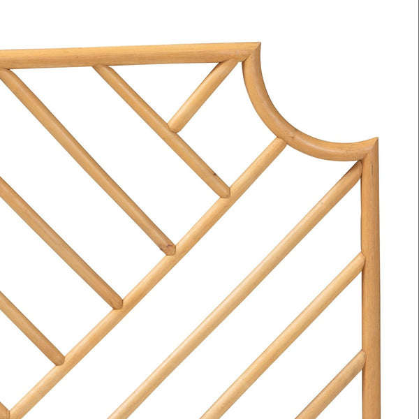 Baxton Studio bali Giza Modern Bohemian Rattan Wall-Mount Headboard - Handmade Queen Size with Chevron Design Giza-Rattan-HB-Queen