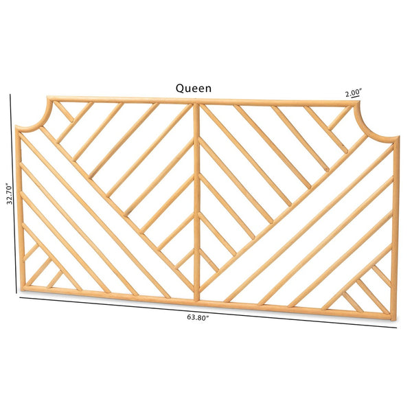 Baxton Studio bali Giza Modern Bohemian Rattan Wall-Mount Headboard - Handmade Queen Size with Chevron Design Giza-Rattan-HB-Queen