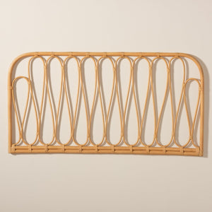 Baxton Studio bali Carrick Modern Bohemian Rattan Queen Wall-Mount Headboard - Artisan Crafted, Natural Elegance 0680B-Rattan-HB-Queen