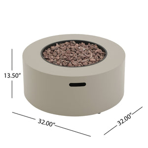 English Elm 32" Round Propane Fire Pit 40000 Btu Powder Coated Iron Outdoor Patio Heating N772P426164L