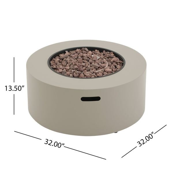 English Elm 32" Round Propane Fire Pit 40000 Btu Powder Coated Iron Outdoor Patio Heating N772P426164L