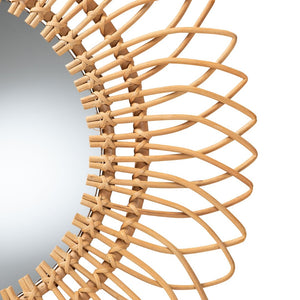 Baxton Studio bali Handcrafted Rattan Accent Wall Mirror - Modern Bohemian Decor for Coastal & Eclectic Spaces Bora-Rattan-Mirror