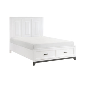 English Elm White Garretson Queen Platform Bed with Built-In Storage Drawers Rustic-Transitional Wood Frame White 71.25 L x 38.5 W x 4.5 H B011S01491