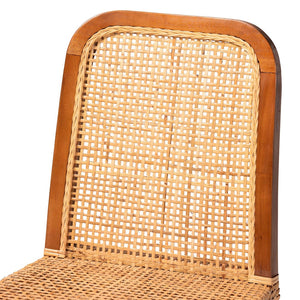 Baxton Studio bali Caspia Mid-Century Modern Dining Chair Set - 2 Solid Mahogany & Natural Rattan Chairs, Fully Assembled Caspia-Teak-DC