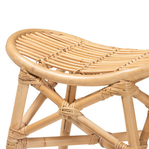 Baxton Studio bali Modern Bohemian Rattan Footstool - Handcrafted Natural Brown Seating & Accent Piece for Home Elgon-Rattan-Footstool