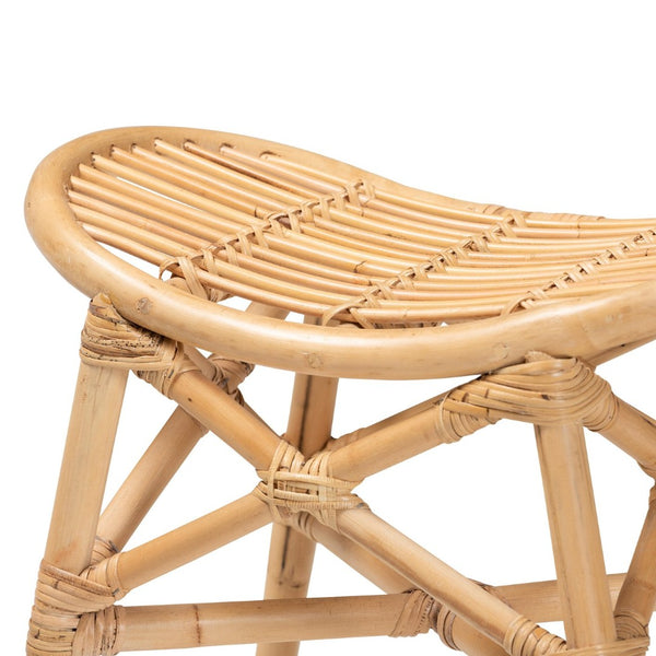 Baxton Studio bali Modern Bohemian Rattan Footstool - Handcrafted Natural Brown Seating & Accent Piece for Home Elgon-Rattan-Footstool