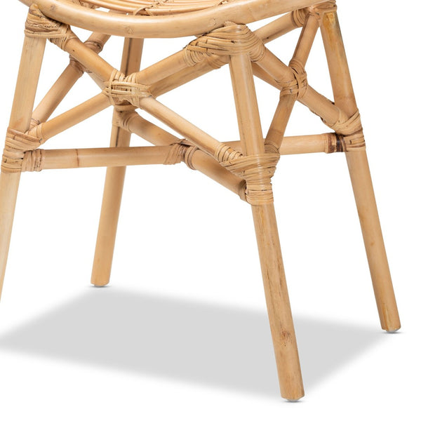 Baxton Studio bali Modern Bohemian Rattan Footstool - Handcrafted Natural Brown Seating & Accent Piece for Home Elgon-Rattan-Footstool