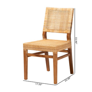 Baxton Studio bali Lesia Modern Bohemian Rattan and Mahogany Dining Chair for Stylish Comfort and Durability Walnut Lesia-Teak-DC
