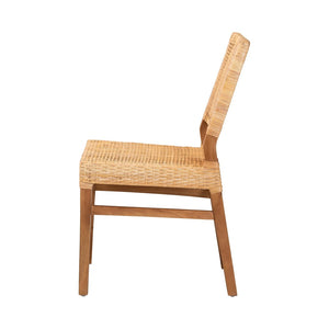 Baxton Studio bali Lesia Modern Bohemian Rattan and Mahogany Dining Chair for Stylish Comfort and Durability Walnut Lesia-Teak-DC