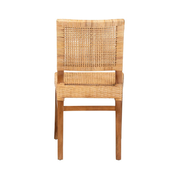 Baxton Studio bali Lesia Modern Bohemian Rattan and Mahogany Dining Chair for Stylish Comfort and Durability Walnut Lesia-Teak-DC