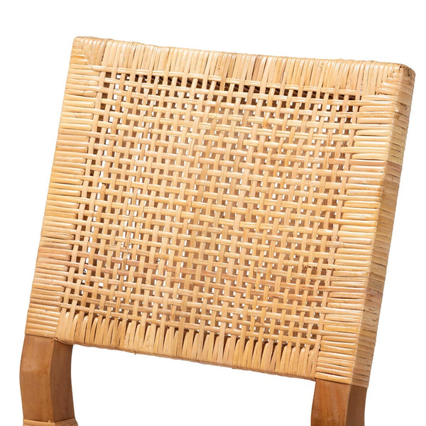 Baxton Studio bali Lesia Modern Bohemian Rattan and Mahogany Dining Chair for Stylish Comfort and Durability Walnut Lesia-Teak-DC