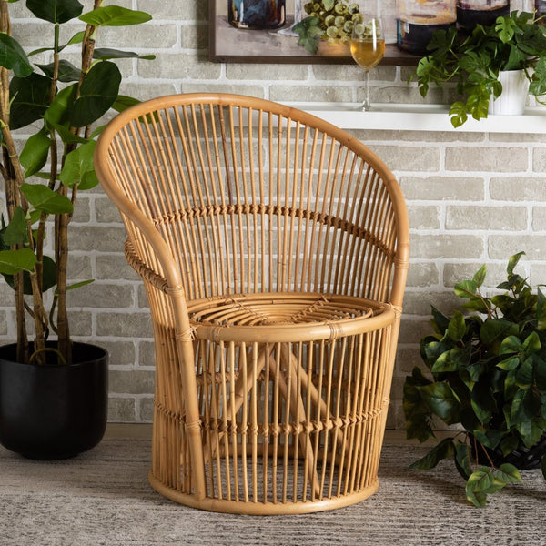 Baxton Studio bali Narva Rattan Accent Chair - Handcrafted Modern Bohemian Furniture for Tropical Elegance Narva-Rattan-CC