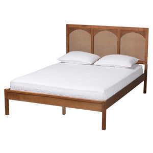 Baxton Studio Baxton Studio Blossom Classic Wood & Rattan Platform Bed with Under-Bed Storage for Cozy Spaces Queen MG0084-Ash Walnut Rattan-Queen