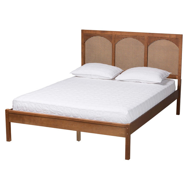 Baxton Studio Baxton Studio Blossom Classic Wood & Rattan Platform Bed with Under-Bed Storage for Cozy Spaces Queen MG0084-Ash Walnut Rattan-Queen
