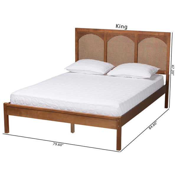 Baxton Studio Baxton Studio Blossom Classic Wood & Rattan Platform Bed with Under-Bed Storage for Cozy Spaces Queen MG0084-Ash Walnut Rattan-Queen