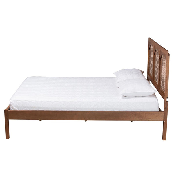 Baxton Studio Baxton Studio Blossom Classic Wood & Rattan Platform Bed with Under-Bed Storage for Cozy Spaces Queen MG0084-Ash Walnut Rattan-Queen