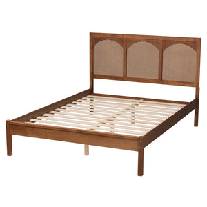 Baxton Studio Baxton Studio Blossom Classic Wood & Rattan Platform Bed with Under-Bed Storage for Cozy Spaces Queen MG0084-Ash Walnut Rattan-Queen