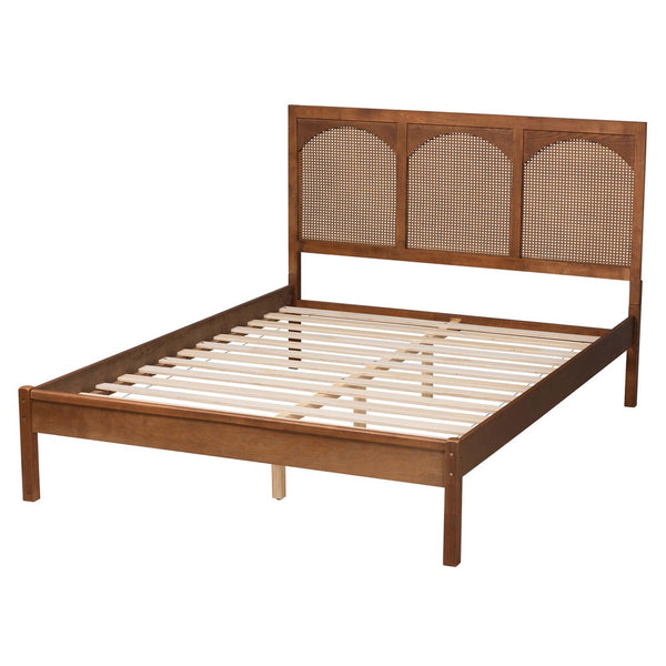Baxton Studio Baxton Studio Blossom Classic Wood & Rattan Platform Bed with Under-Bed Storage for Cozy Spaces Queen MG0084-Ash Walnut Rattan-Queen