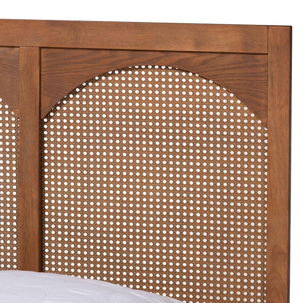 Baxton Studio Baxton Studio Blossom Classic Wood & Rattan Platform Bed with Under-Bed Storage for Cozy Spaces Queen MG0084-Ash Walnut Rattan-Queen