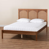 Baxton Studio Blossom Classic and Traditional Ash Walnut Finished Wood and Rattan King Size Platform Bed