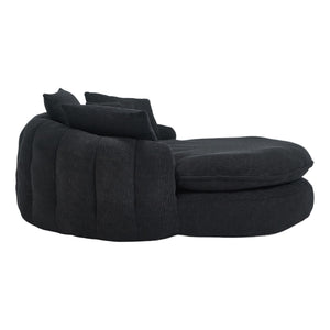 English Elm Oversized Memory Foam Chenille Bean Bag Sofa with Ergonomic Back Support, 3 Large & 2 Small Pillows Black W395P359415