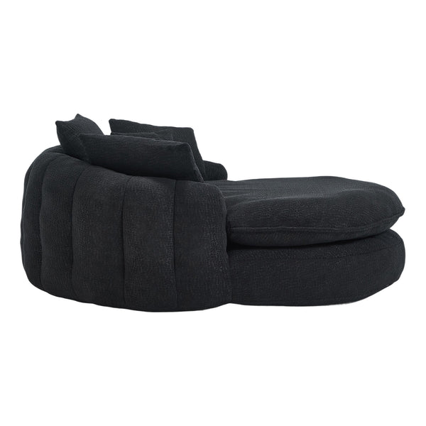 English Elm Oversized Memory Foam Chenille Bean Bag Sofa with Ergonomic Back Support, 3 Large & 2 Small Pillows Black W395P359415