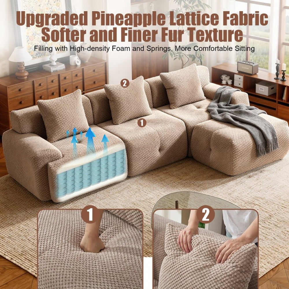 English Elm 104-taupe Modular Cloud Sectional Sofa with Ottoman Pineapple Lattice Fabric Lounge W5385P455475