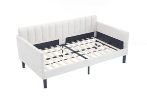 English Elm Elena Twin Size Ivory Bouclé Daybed with Ribbed Tufted Backrest, Foam Comfort, Durable 400LB Capacity B083P163439