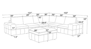 English Elm Large Square Arm Leather Match Modular Sectional for Spacious Living Rooms Ginger B2748S00131