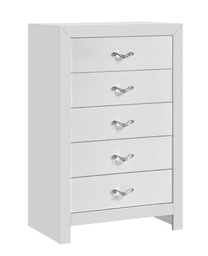English Elm Moreland 5-drawer Chest Sparkling White Laminate with Glam Crystal Chrome Hardware B078P497905
