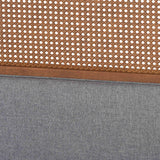 Baxton Studio Irina Mid-Century Modern Grey Fabric and Ash Walnut Finished Wood King Size Platform Bed