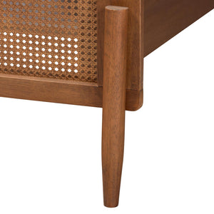 Baxton Studio Baxton Studio Gardwin Queen Platform Bed - Mid-Century Modern Design with Rattan Accents & Durability MG0089-Ash Walnut Rattan-Queen
