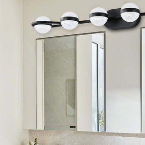 English Elm 43" Champagne Gold LED Bathroom Vanity Light with Crystal Sand Acrylic Globes, 6-Light Modern Glam Fixture W2312P374865