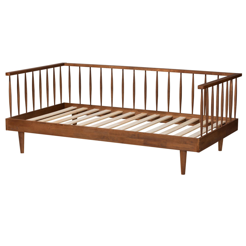 Matilda Mid Century Modern Ash Walnut Finished Wood Twin Daybed